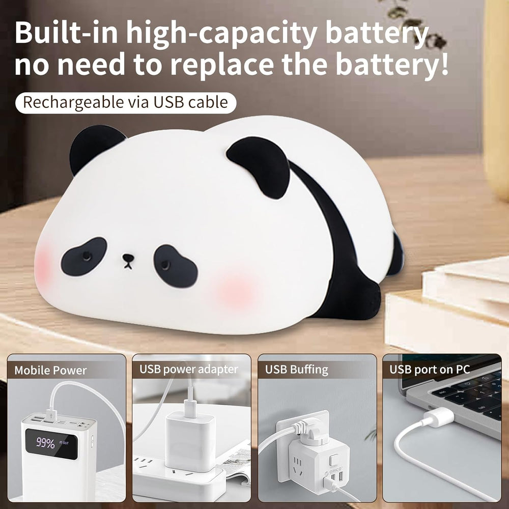 Adorable Panda Silicone Night Light – Dimmable Touch Control Lamp with Sleep Timer