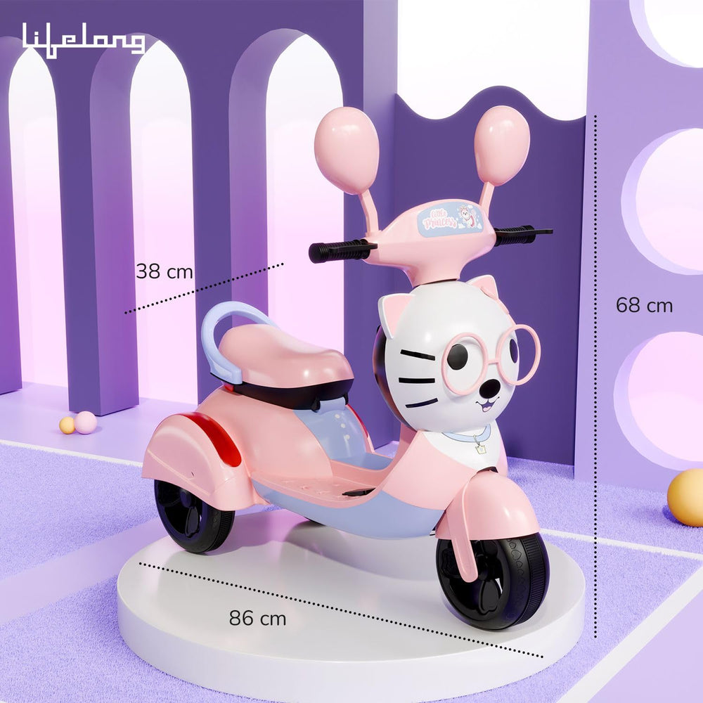 Kids Electric Ride-On Scooter – 3-Wheel Battery Powered Toy Motorcycle with Cute Kitty Face,