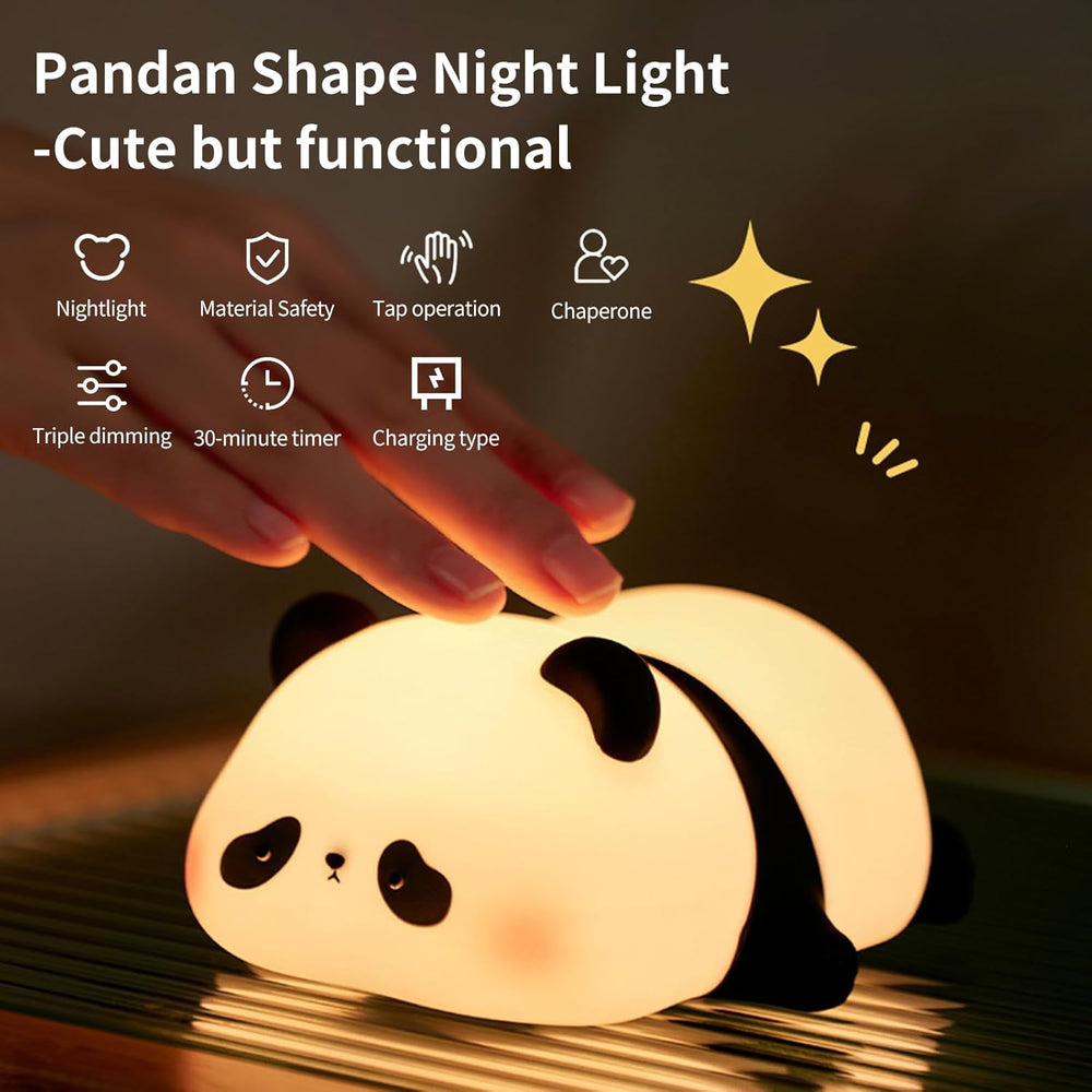 Adorable Panda Silicone Night Light – Dimmable Touch Control Lamp with Sleep Timer