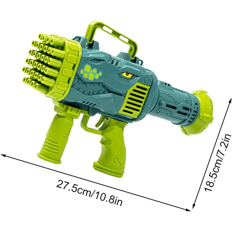 Dinosaur Bubble Bazooka – Automatic Gatling-Style Colorful Bubble Gun with Lights
