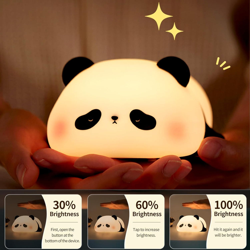 Adorable Panda Silicone Night Light – Dimmable Touch Control Lamp with Sleep Timer