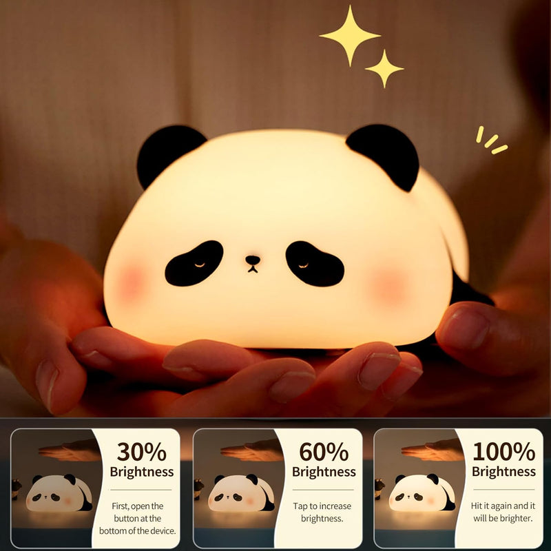 Adorable Panda Silicone Night Light – Dimmable Touch Control Lamp with Sleep Timer