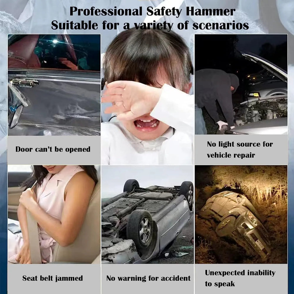 Multi-Functional Tactical LED Flashlight with COB Work Light & Emergency Hammer