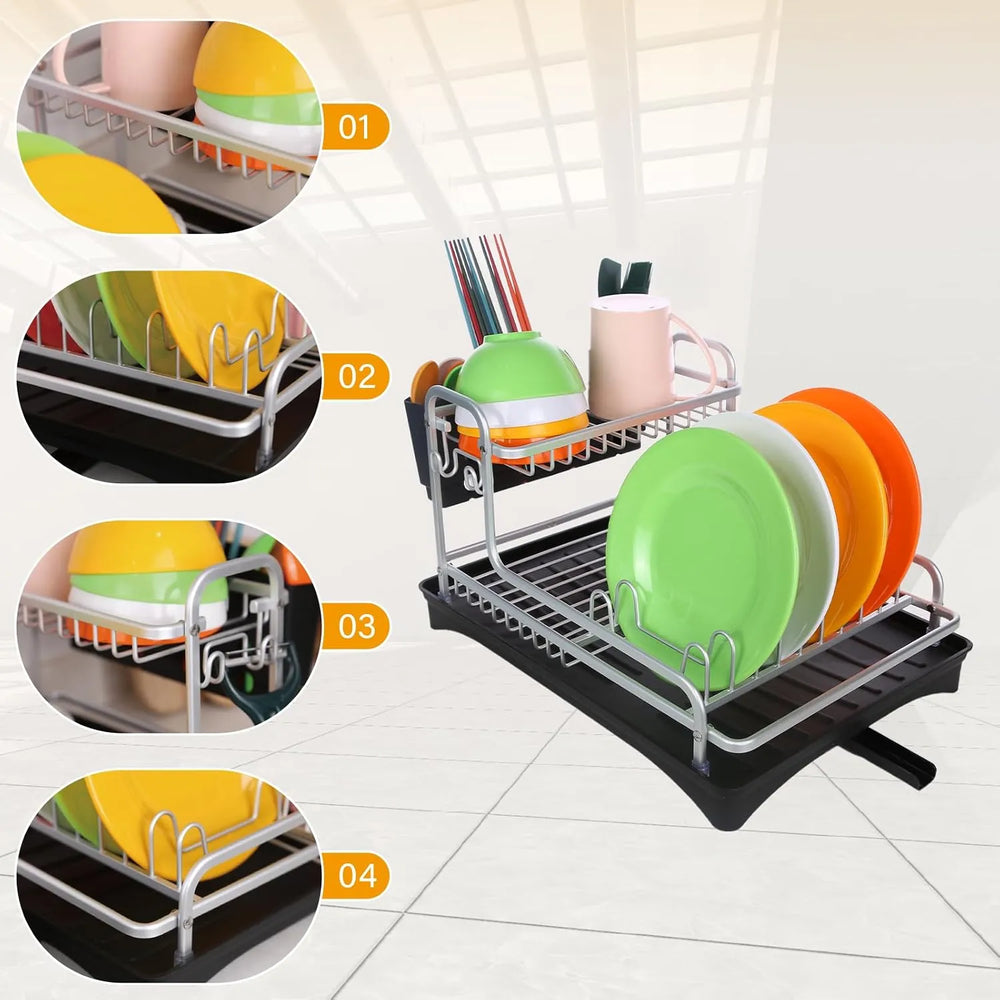 2-Tier Dish Drying Rack – Space-Saving Kitchen Organizer