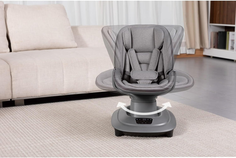 Multi-Motion Baby Cradle  – 360° Rotating Electric Rocker with Music & Mosquito Net