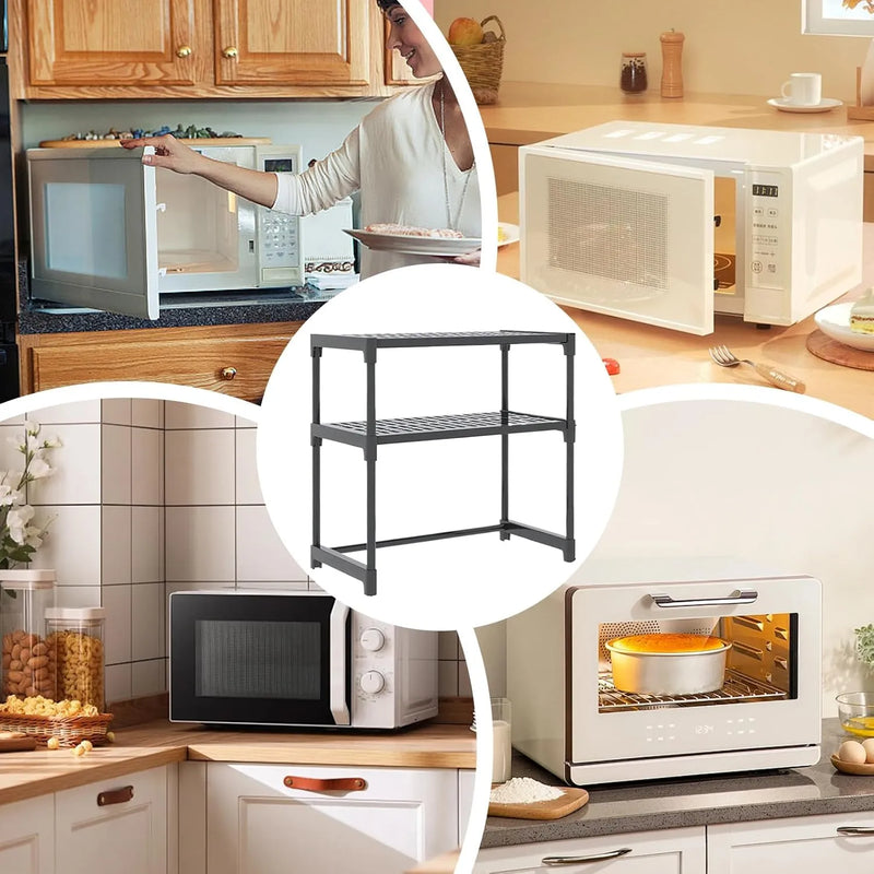 3-Tier Microwave Shelf Stand – Heavy-Duty Kitchen Countertop Storage Rack and Organizer
