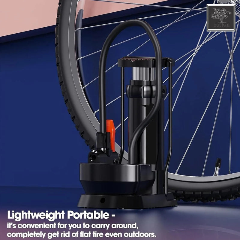 High-Pressure Foot Pump – Compact Horizontal Bar Tire Inflator with Precision Pressure
