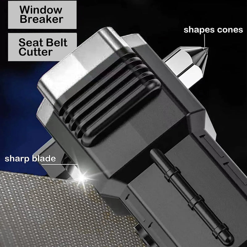 Multi-Functional Tactical LED Flashlight with COB Work Light & Emergency Hammer