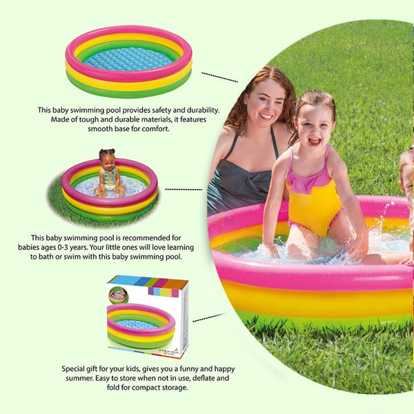 3-Ring Inflatable Sunset Glow Pool – Multifunctional Kids' Swimming Pool, Ball Pit, and Pet Bath