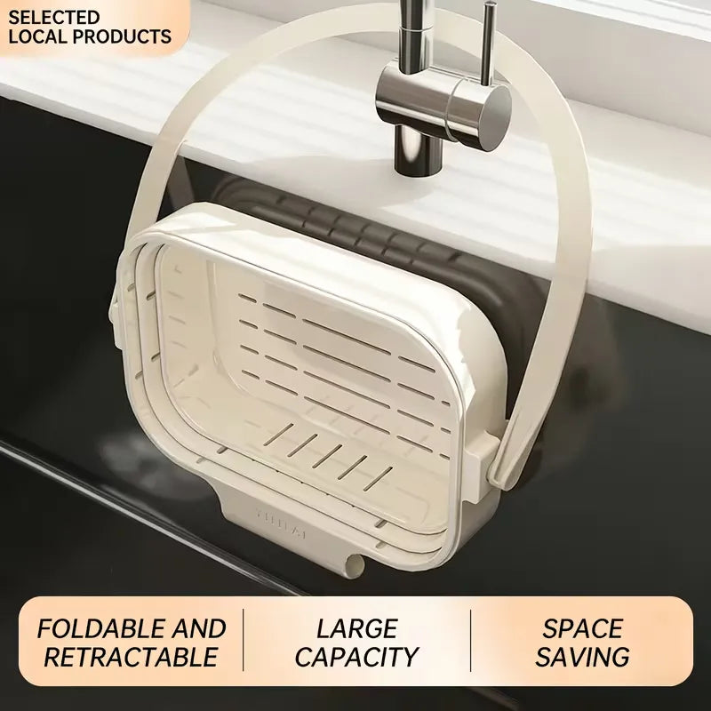 Hanging Foldable Kitchen Sink Drain Basket –  & Storage Strainer Caddy