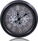 Industrial Gear Wall Clock – Large 3D Moving Cog Timepiece with Roman Numerals