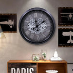 Industrial Gear Wall Clock – Large 3D Moving Cog Timepiece with Roman Numerals