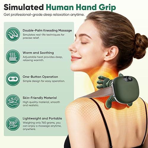Premium 3D Bionic Hand-Shape Neck Massager with Red Hot Compress