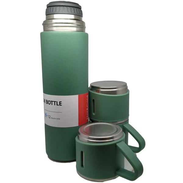 Stainless Steel Insulated Vacuum Flask Set – Hot & Cold Thermal Water Bottle