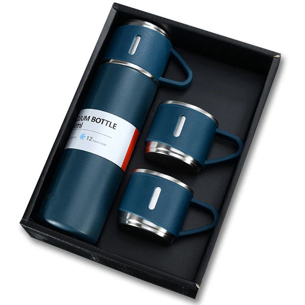 Stainless Steel Insulated Vacuum Flask Set – Hot & Cold Thermal Water Bottle