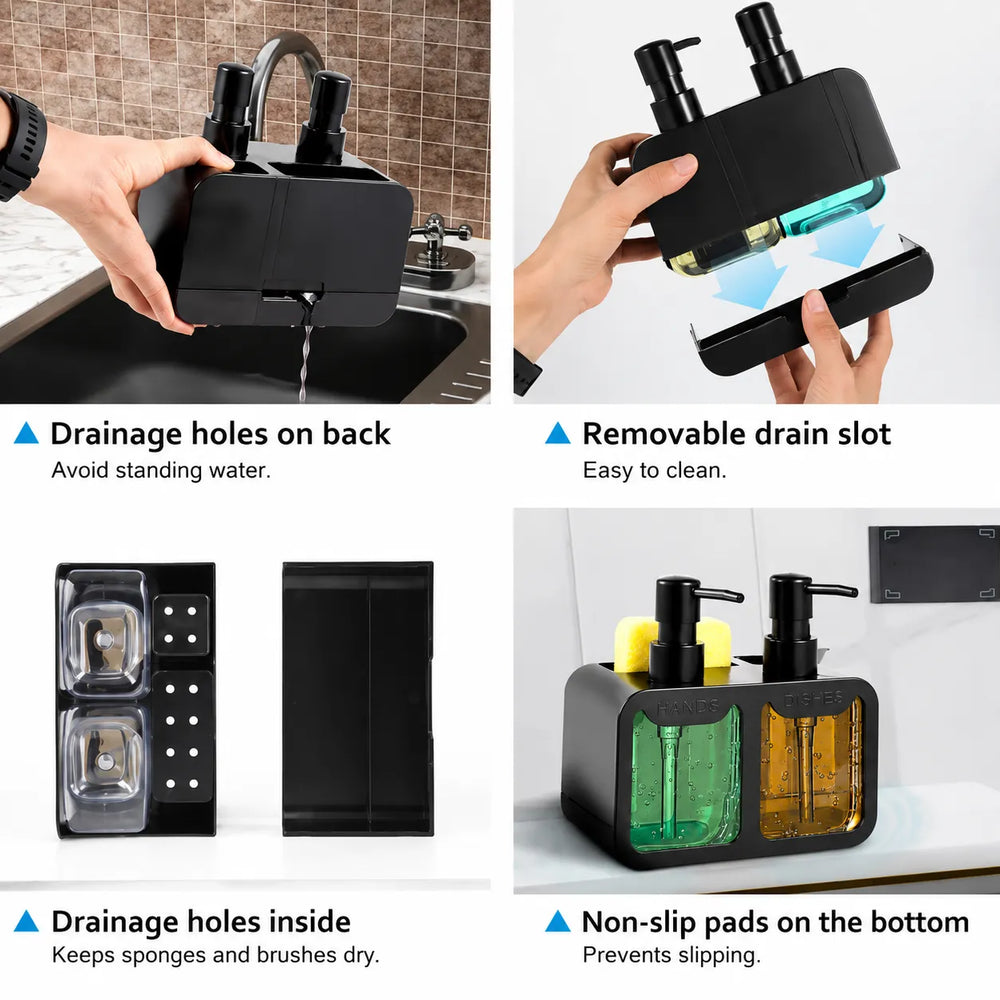 4-in-1 Dual Soap Dispenser Caddy – Kitchen Sink Organizer