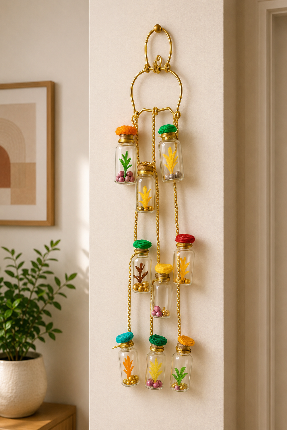 Wall Hanging Planter – Multi color Glass Jars