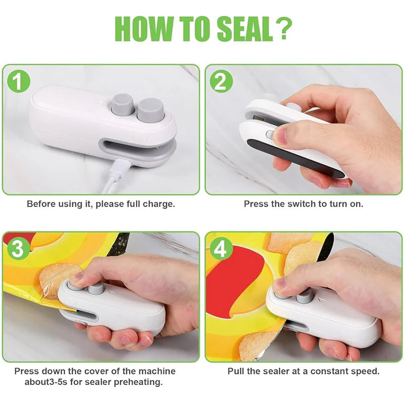 2-in-1 Portable Mini Bag Sealer & Cutter – Handheld Vacuum Heat Sealer for Food