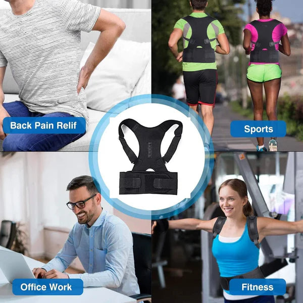 Adjustable Back Posture Corrector Belt – Heavy-Duty Lumbar Support Brace for Office, Fitness