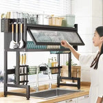 Premium Over-The-Sink Dish Drying Rack with Dust-Proof Cabinet