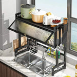 Premium Over-The-Sink Dish Drying Rack with Dust-Proof Cabinet