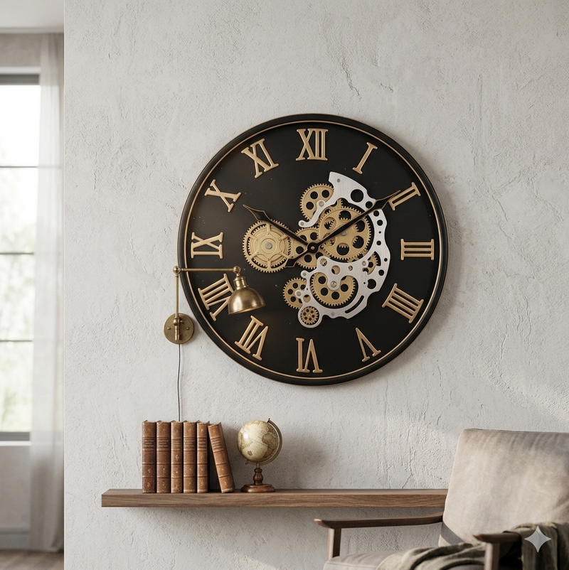 Elegance Moving Gear Wall Clock – Luxury 3D Mechanical Skeleton Timepi – Shandar Bazaar