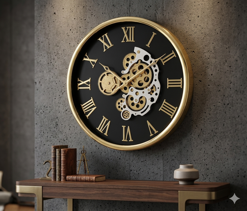 Elegance Moving Gear Wall Clock – Luxury 3D Mechanical Skeleton Timepiece