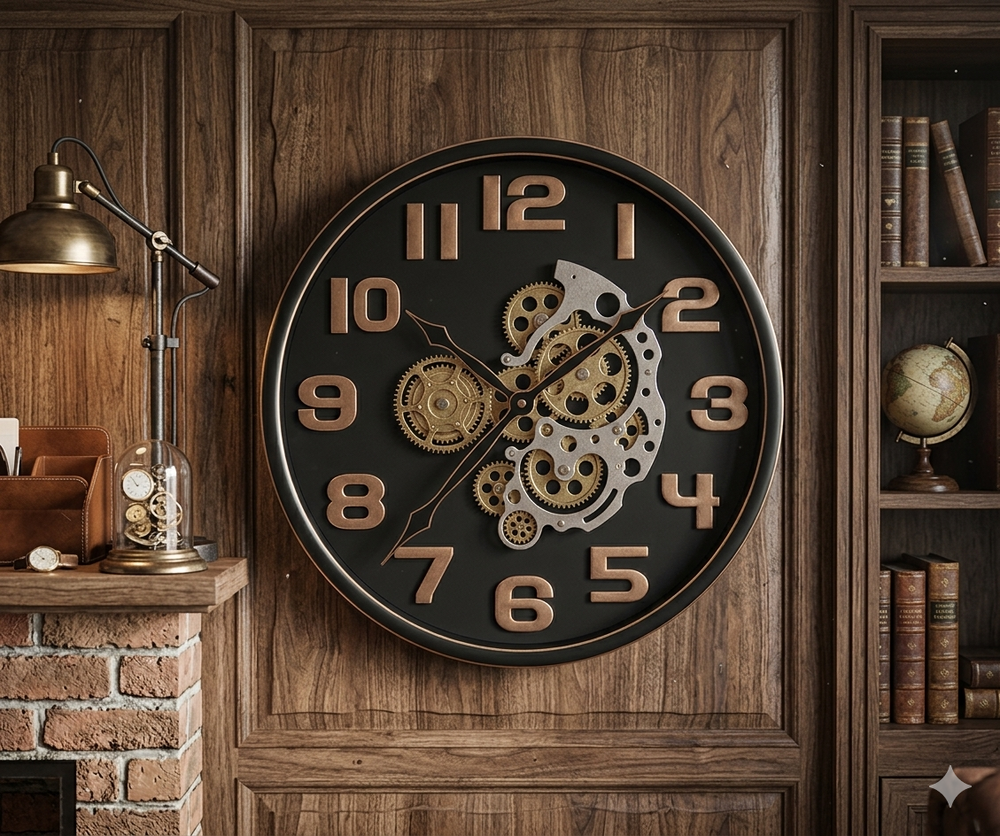 Elegance Moving Gear Wall Clock – Luxury 3D Mechanical Skeleton Timepiece