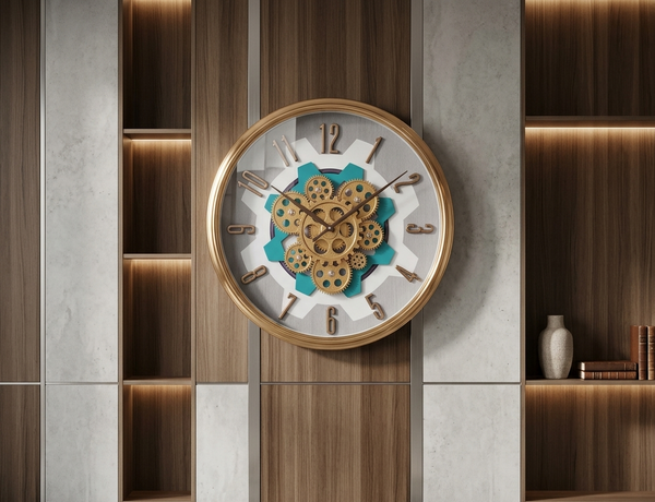 Luxury Industrial Gear Movement Wall Clock – 3D Rotating Cog Mechanical Timepiece