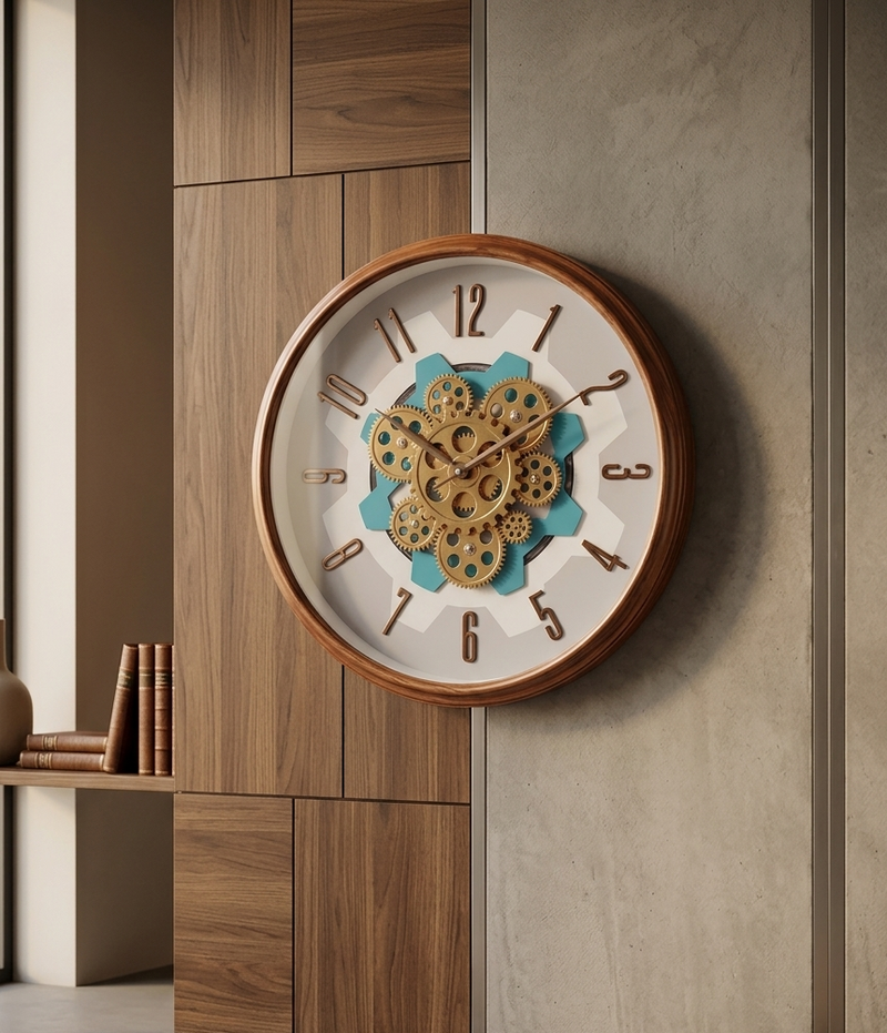 Luxury Industrial Gear Movement Wall Clock – 3D Rotating Cog Mechanical Timepiece