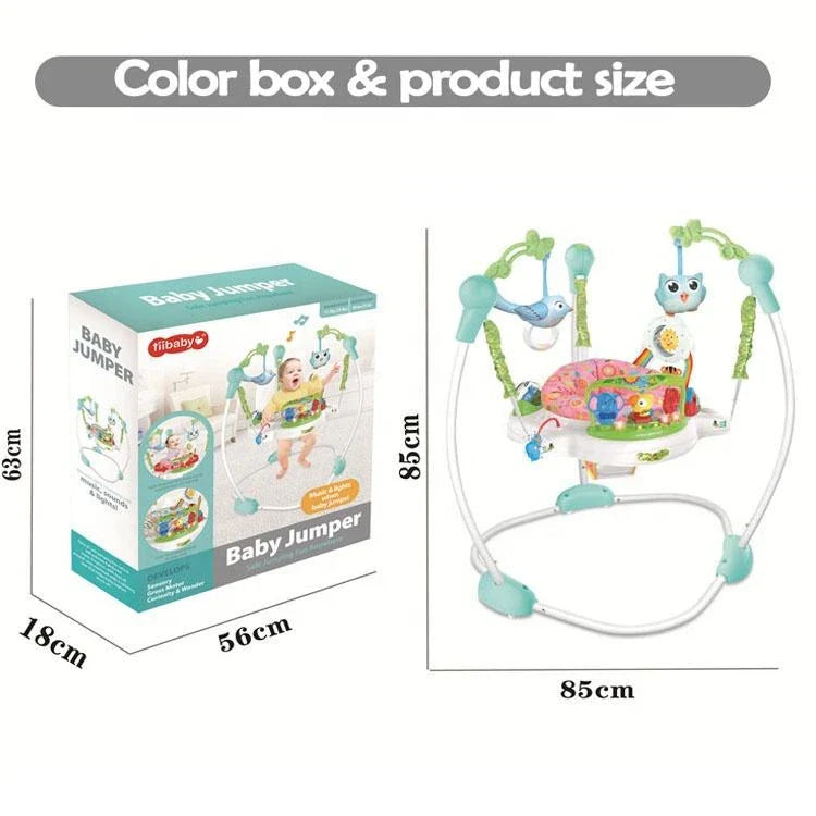 Baby Jumper – Adjustable Activity Bouncer with 360° Rotating Seat & Interactive Toys for Fun & Development