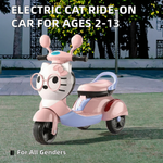 Kids Electric Ride-On Scooter – 3-Wheel Battery Powered Toy Motorcycle with Cute Kitty Face,