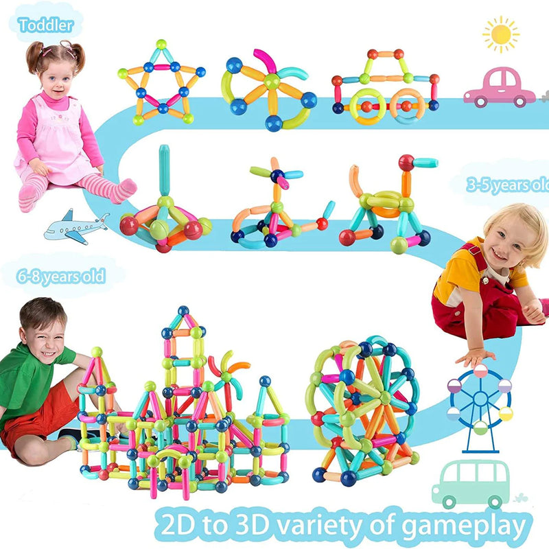 Magnetic Building Sticks & Balls Construction Set – Educational STEM Learning Toy for Kids