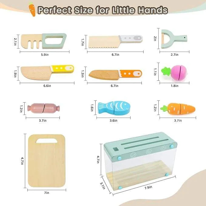 Little Kitchen Accessories + Colorful Fruit & Vegetable Cutting Toy (Pack 1)