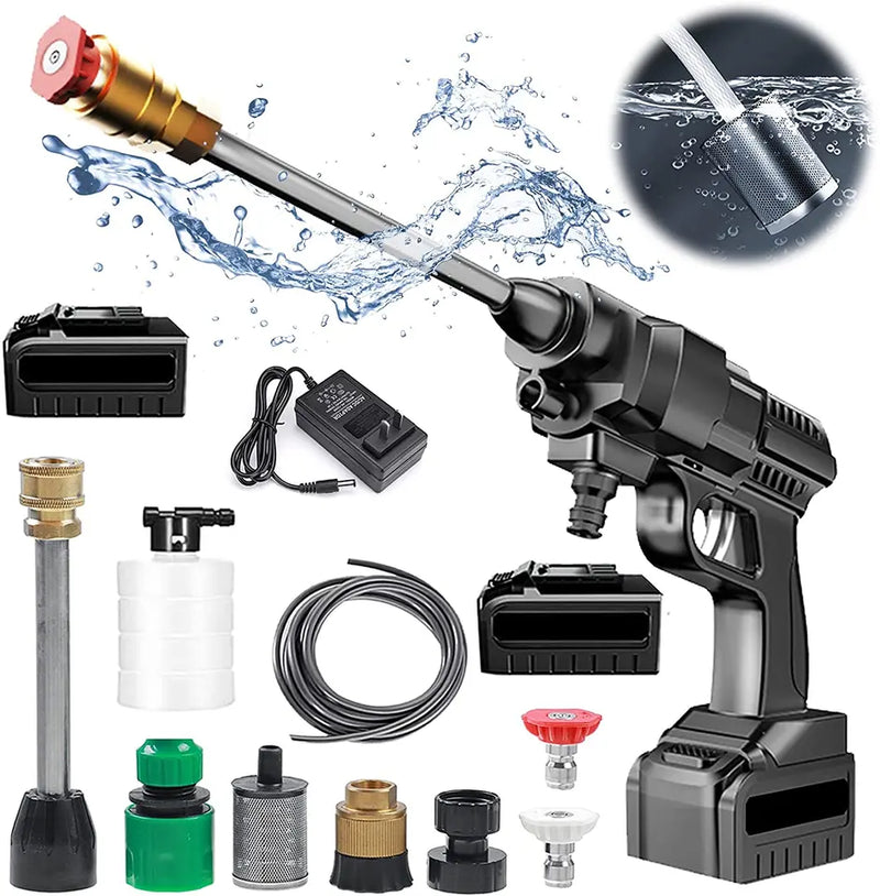 Portable High-Pressure Cordless Car Washer Gun – Double Battery Power Kit