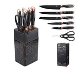7-Piece Non-Stick Coated Knife Set with Elegant Marble Design & Acrylic Stand