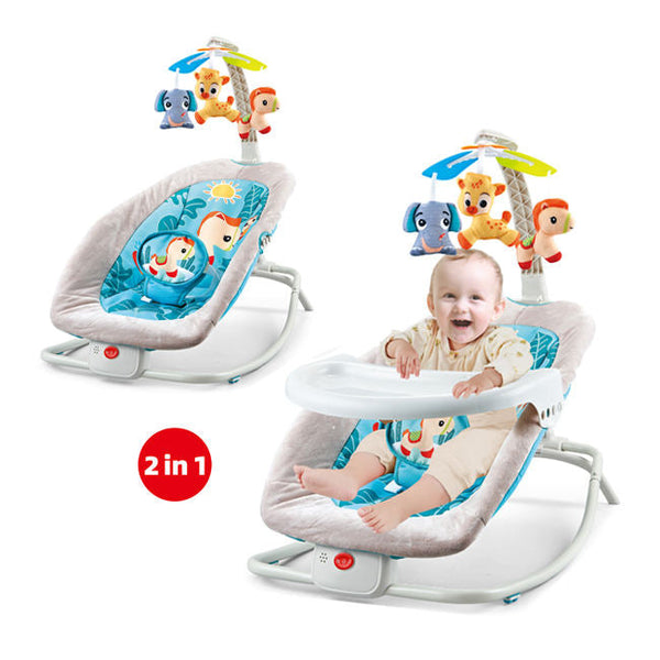 2-in-1 Baby Rocker & Feeding Chair with Toy Bar – Comfortable, Musical & Convertible Design
