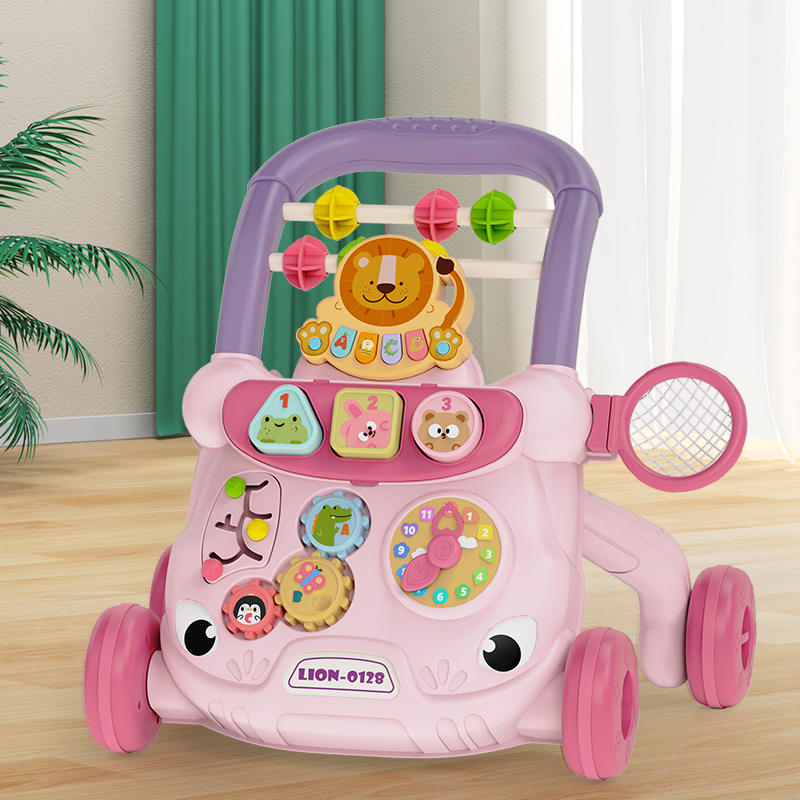 Multifunctional Baby Walker with Activity Learning Panel – Pink
