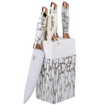 7-Piece Non-Stick Coated Knife Set with Elegant Marble Design & Acrylic Stand