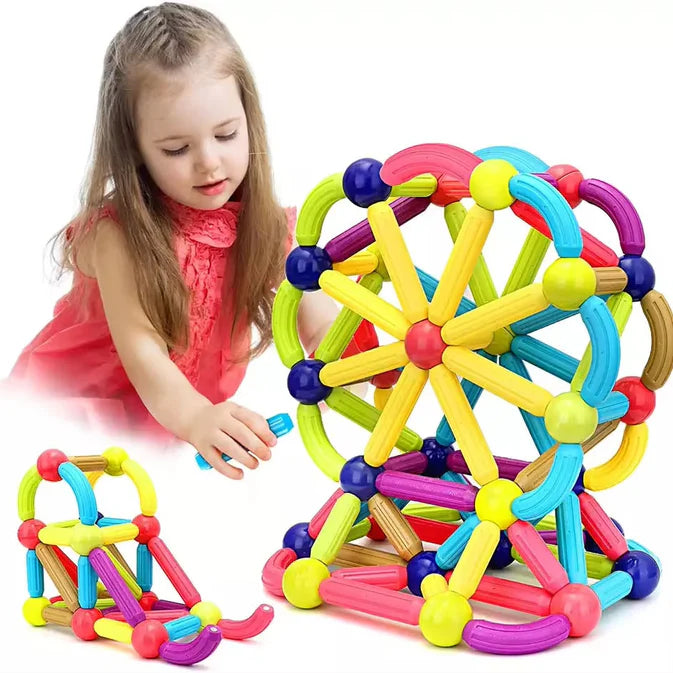 Magnetic Building Sticks & Balls Construction Set – Educational STEM Learning Toy for Kids