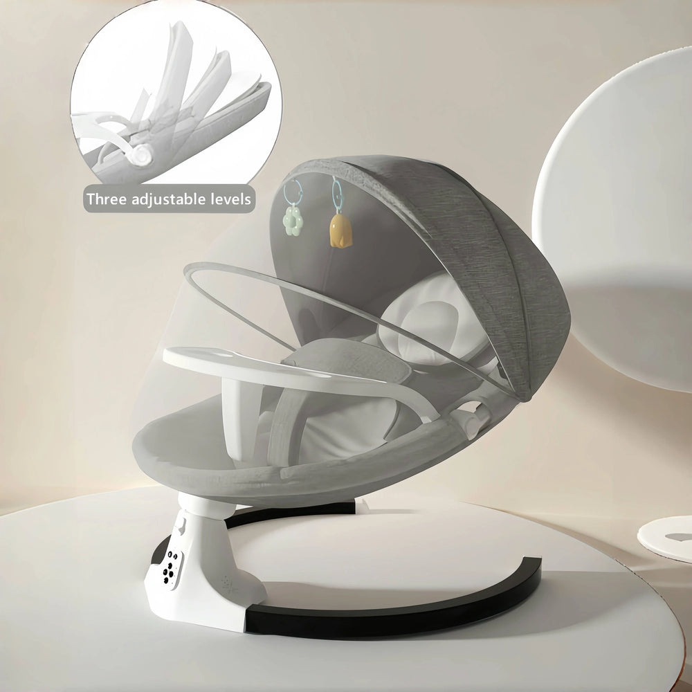 Baby Rocker Chair with Canopy – Adjustable Recline, Toy Bar, and Safety Belt