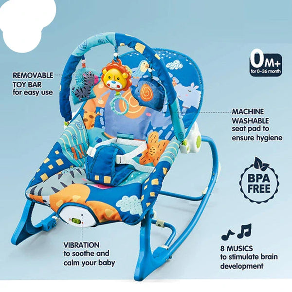 Baby Bouncer Chair with Soothing Vibrations &amp; Toy Bar – Infant Rocker Seat