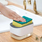 2-in-1 Dish Soap Dispenser & Sponge Holder  – One-Hand Press