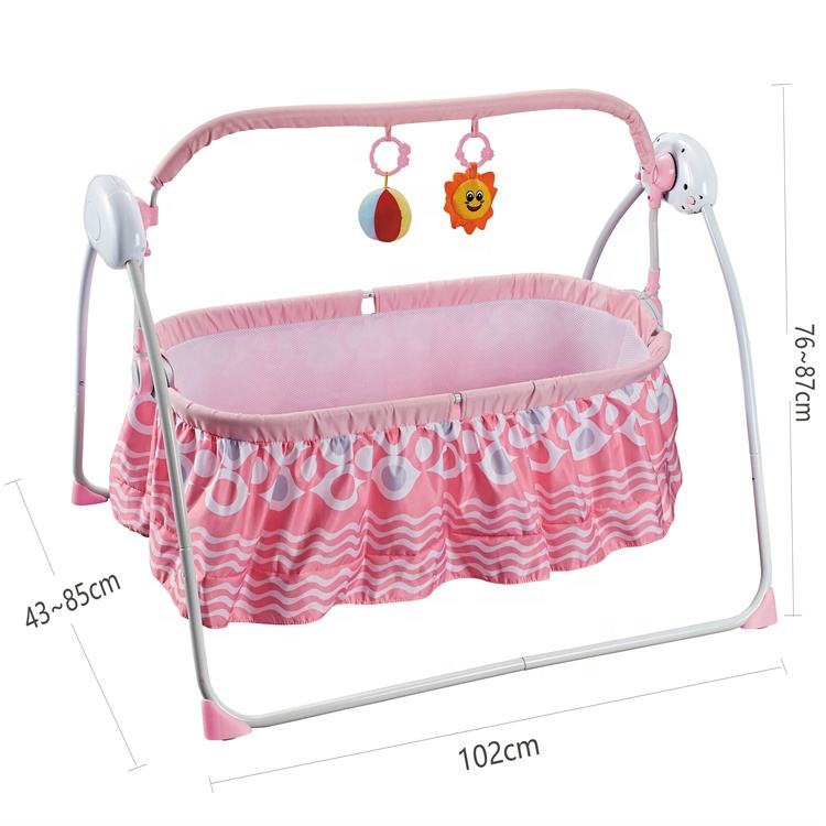 Baby Cradle  Electric Rocking Bassinet with Remote Control Pink