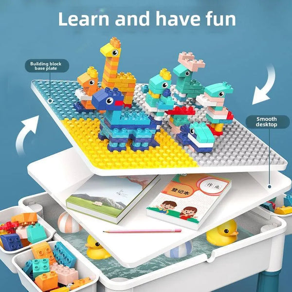 MultiFunction Building Block Table with Chair - 72 Pcs | Educational Play Table for Kids (3+ Years)