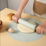 Silicone Rolling Pin & Kneading Pad Set – Non-Stick Pastry Mat with Measurement Guide