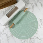 Silicone Rolling Pin & Kneading Pad Set – Non-Stick Pastry Mat with Measurement Guide