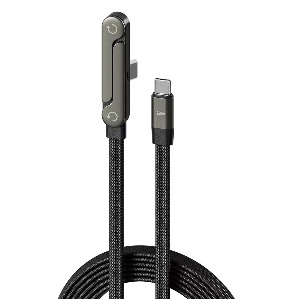 Ultra-Fast Charging USB-C Cable – Quick-Charge Elbow Adapter with Integrated Folding Phone Stand