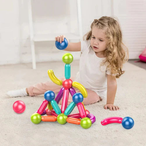 Magnetic Building Sticks & Balls Construction Set – Educational STEM Learning Toy for Kids
