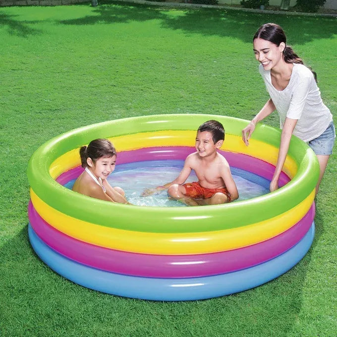 3-Ring Inflatable Sunset Glow Pool – Multifunctional Kids' Swimming Pool, Ball Pit, and Pet Bath